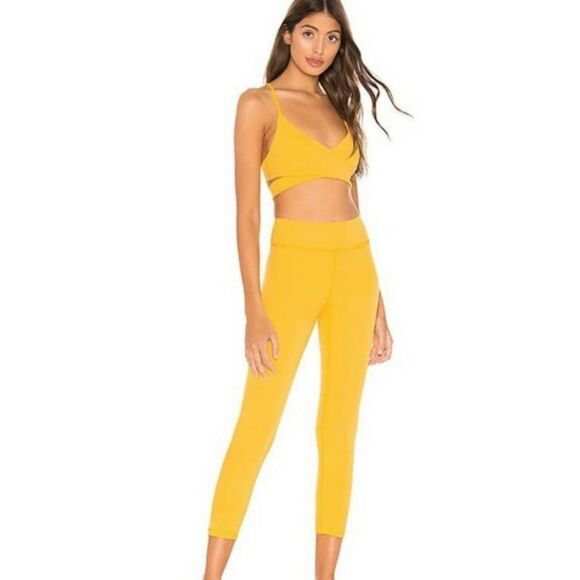 Revolve Lovewave Luka Yellow High Waist Crop Leggings Med NWTS - Picture 1 of 6
